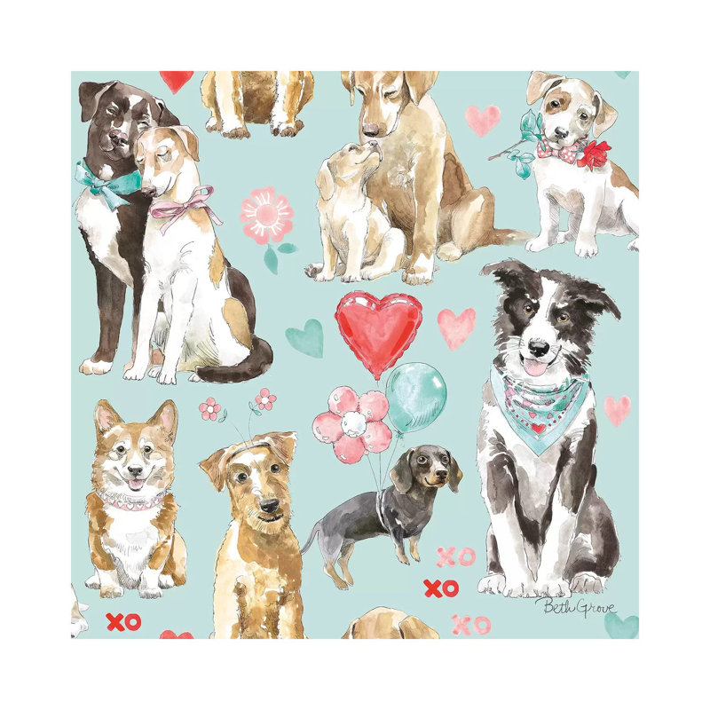 Paws Of Love Pattern IC by Beth Grove - Wrapped Canvas Print, 30.48 cm H x 30.48 cm W