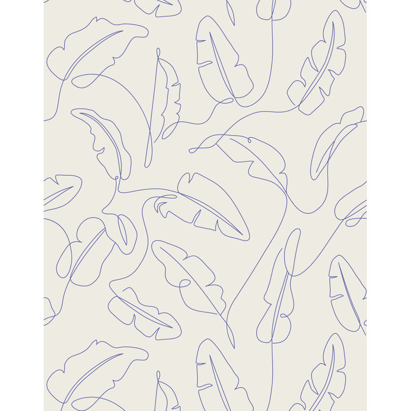 7m x 75cm Matte Minimal Line Tropical Wallpaper Roll, Beige