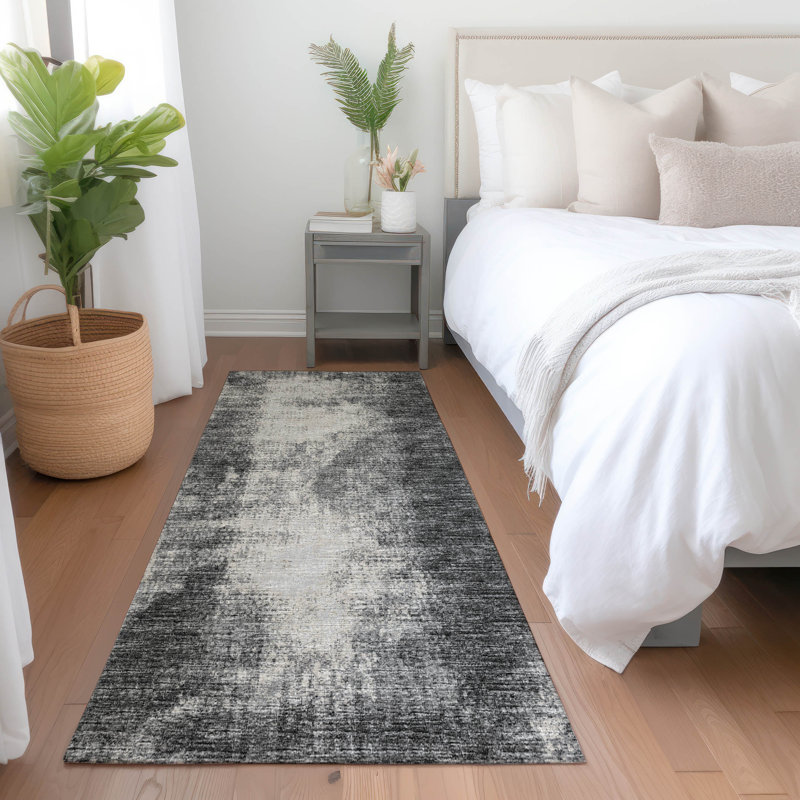 Premium Machine Washable Mayfield Black Rug, Runner 2'3" x 7'6"