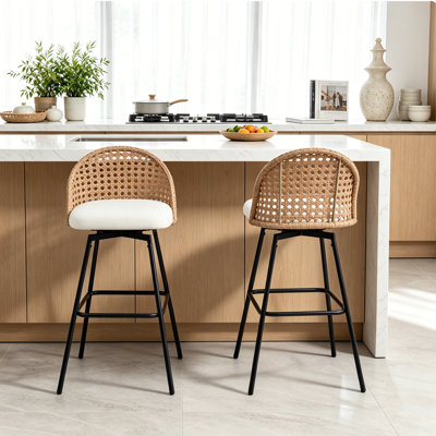 Swivel Upholstered Chenille Bar Stool