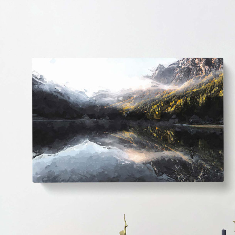 Antholzer See Lake Reflection In Abstract - Wrapped Canvas Print, 60cm H x 91cm W x 3cm D