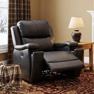 Fauteuil inclinable manuel en cuir végétalien moderne large de 37 po avec porte-gobelet Westwick
