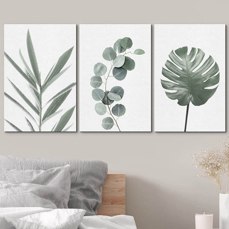 IDÉE4WALL, ensemble de reproduction d'art mural Monstera, feuille et plante de la jungle, variété, nature sauvage, illustrations, art moderne, rustique, gros plan, coloré, pour le salon, la chambre à coucher, le bureau