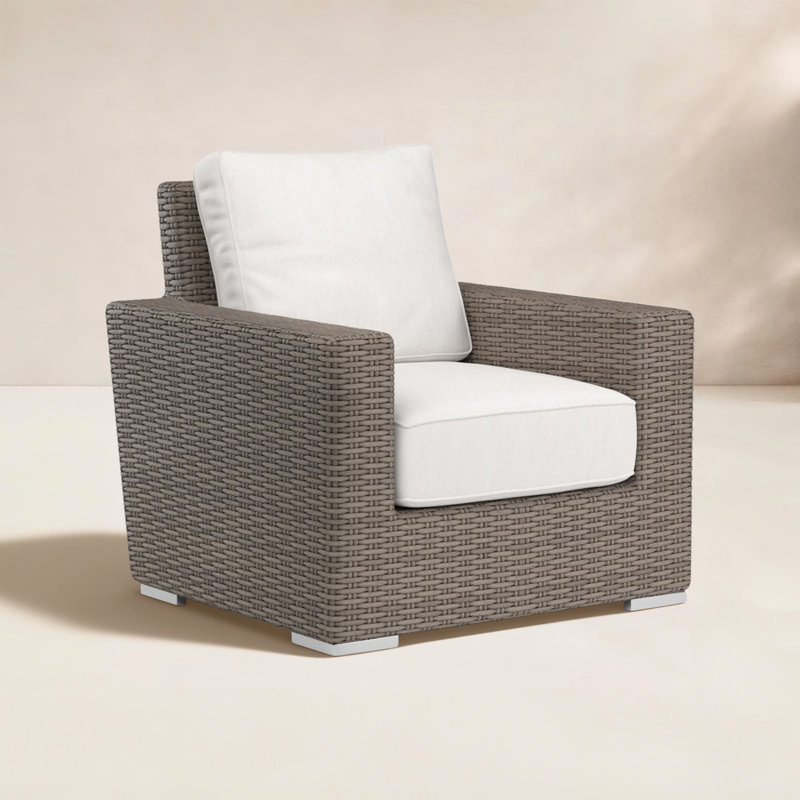 Parris Patio Chair with Sunbrella® Cushion, Canvas Flax Sunbrella® Canvas, Driftwood