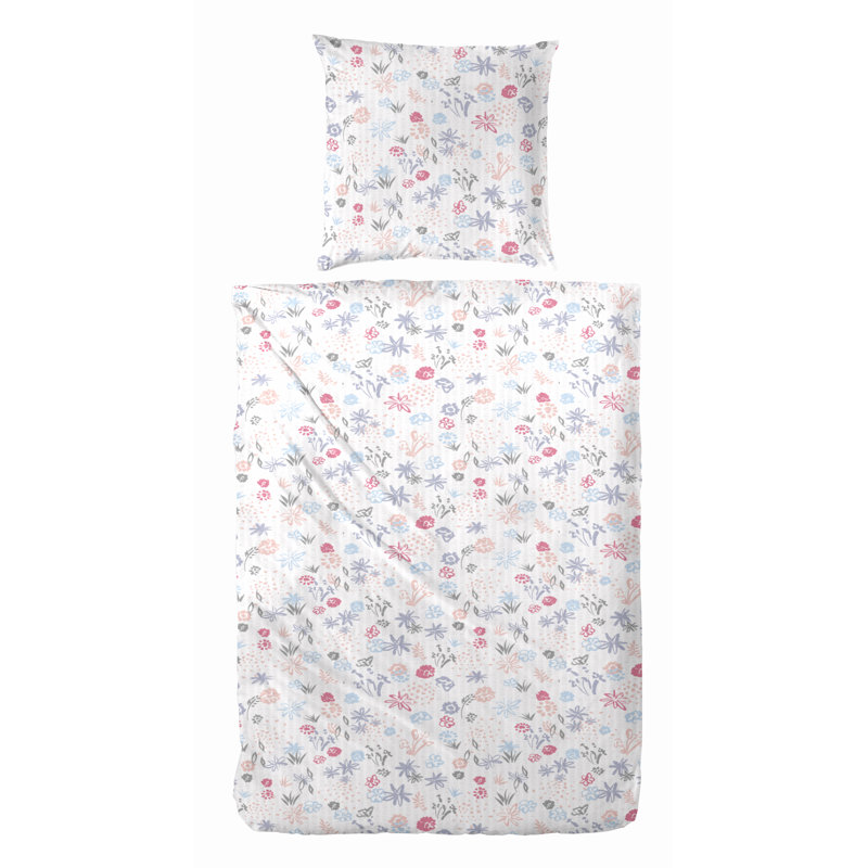 Cotton Floral Duvet Cover Set with Pillow Shams Included, 135cm x 220cm