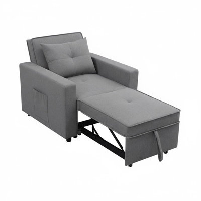 Fauteuil-lit, canapé-lit convertible, fauteuil-lit escamotable avec dossier réglable, fauteuil multifonctionnel pour le salon (gris)