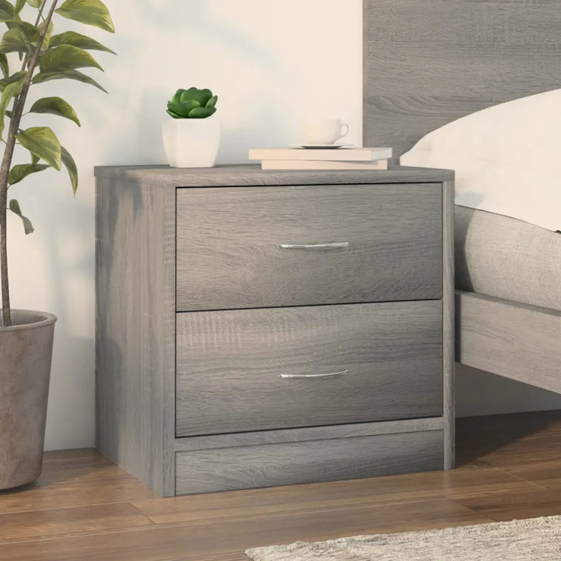 Alfredia Manufactured Wood Bedside Table, Grey sonoma