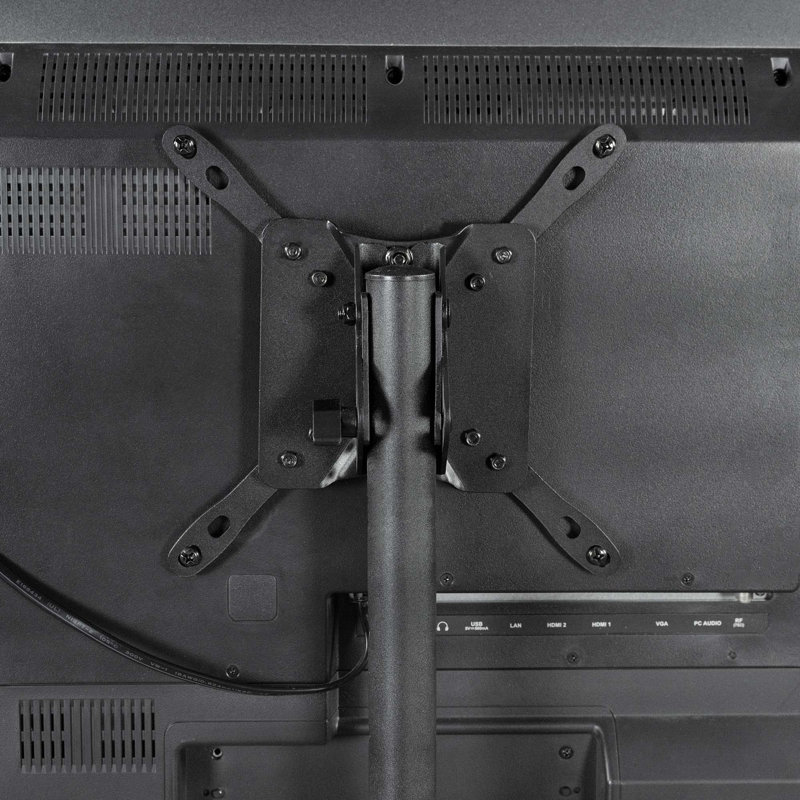 Black Adjustable TV Floor Stand with Storage Shelf, 13" to 50"