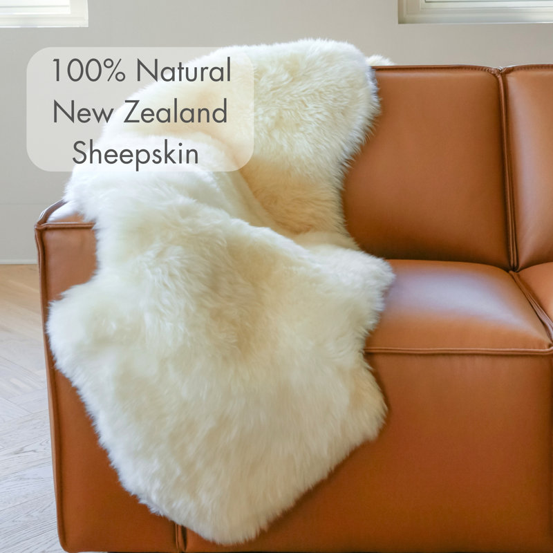 Colello Natural New Zealand Sheepskin Area Rug, Novelty 2' x 6'