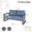 Adden Hand-Painted Aluminum Outdoor Loveseat With Blue Cushions-122591354