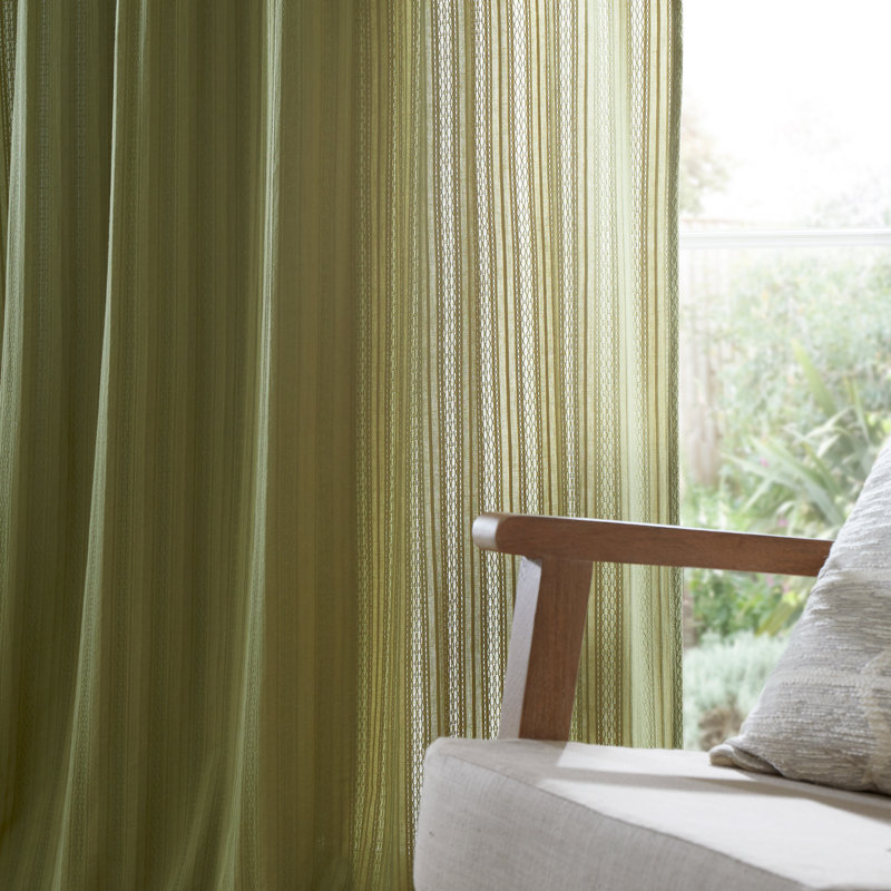 Zofia Broderie Slot Top Single Curtain Voile, Green, 140cm Width x 229cm Drop