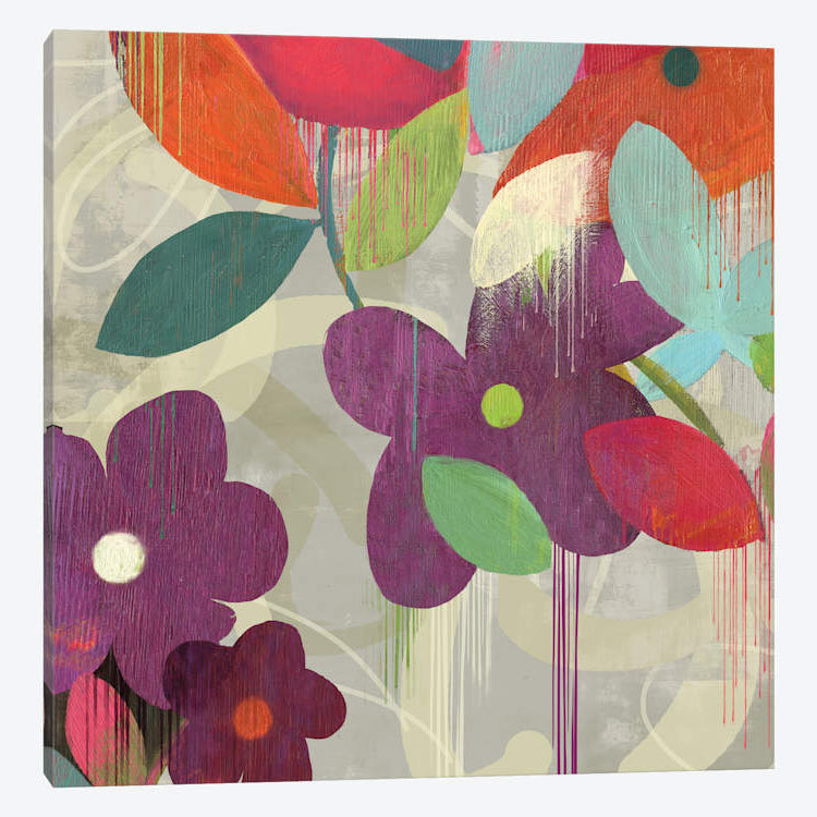 « graffiti fleur i », impression sur toile, H 12 po x l 12 po x P 0,75 po, Pas de tapis, Toile tendue