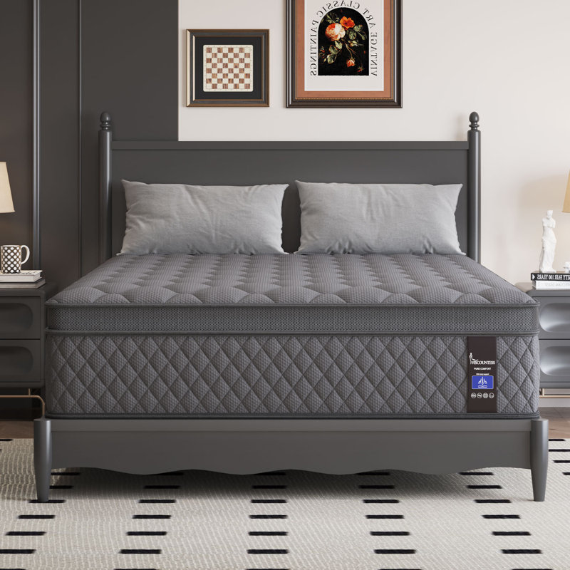 10'' King Hybrid Mattress, Medium-Firm Support, Pocket Spring & Memory Foam, Mattress in a Box, Motion Isolation, Breathable & Fiberglass-Free
