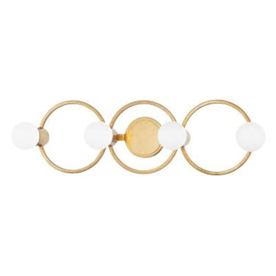 Mitzi H413304-GL Hope - 4 lumières de salle de bain et meuble-lavabo 8,25 po de hauteur - Feuille d'or