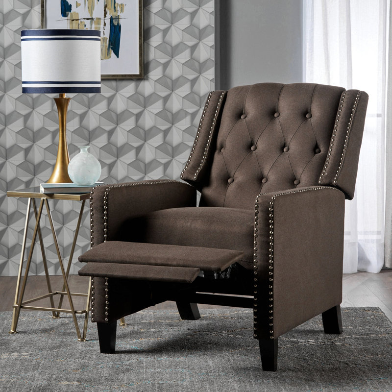 Classic Dark Grey Fabric Push Back Chair, Coffee