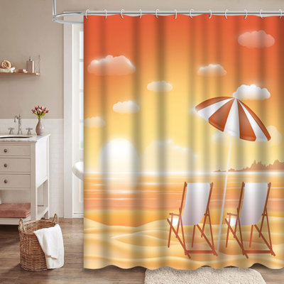 Magnifique rideau de douche avec 12 crochets Sunset