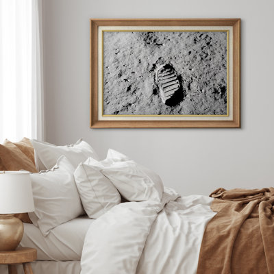 Lune atterrissant, empreinte de l'espace, photo noir et blanc, images de bureau, impression sur toile encadrée.