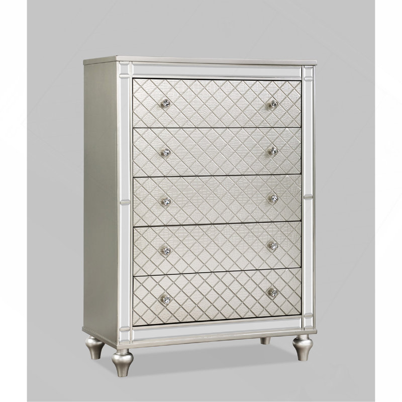 Commode de chambre à coucher 1 tiroir 5 pièces Glam