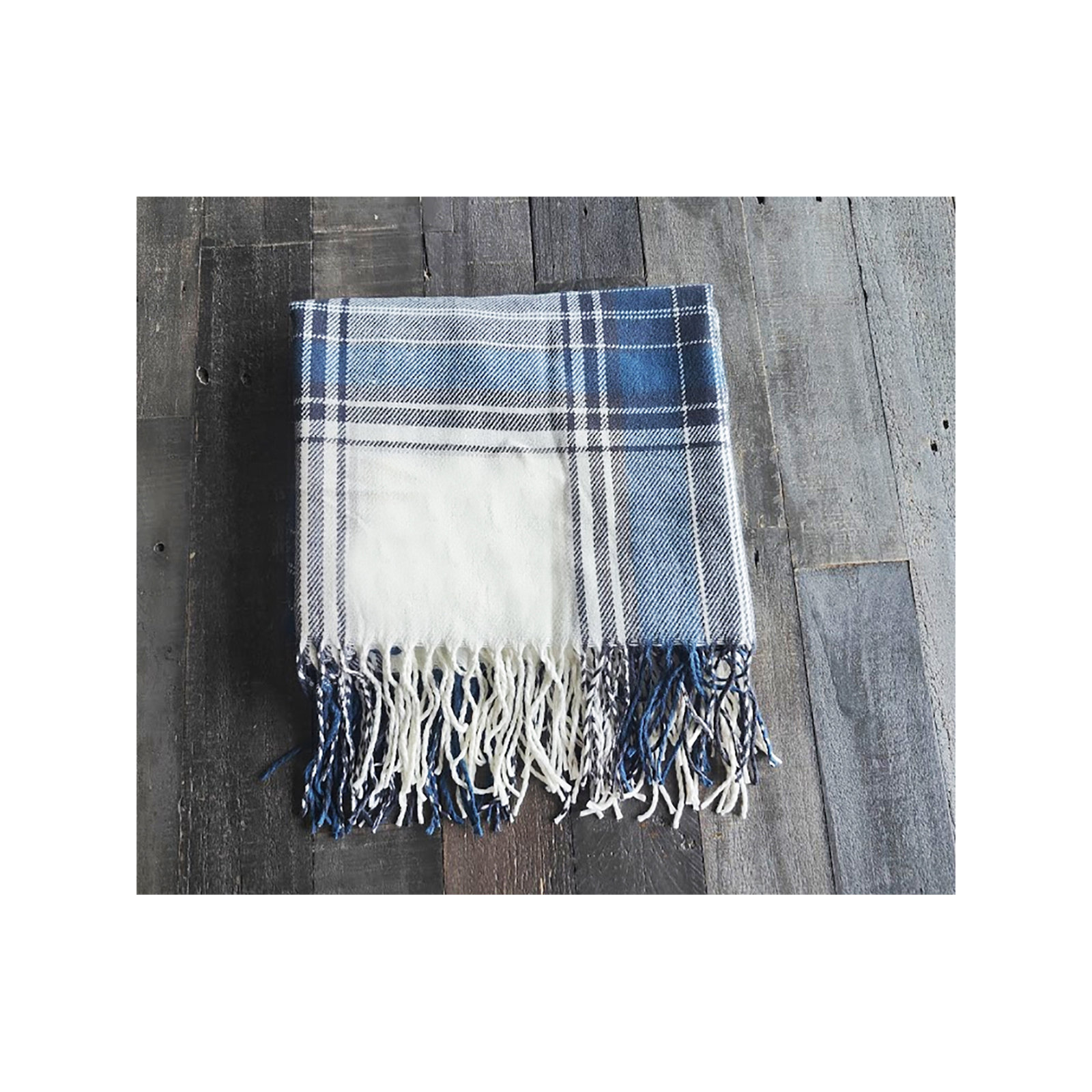 Sevan Collection Hand Woven Throw Blanket, Navy Blue