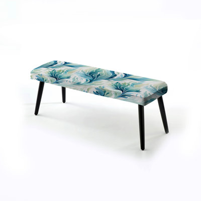 Banc rembourré bleu et blanc Ikat Breeze III - Ikat