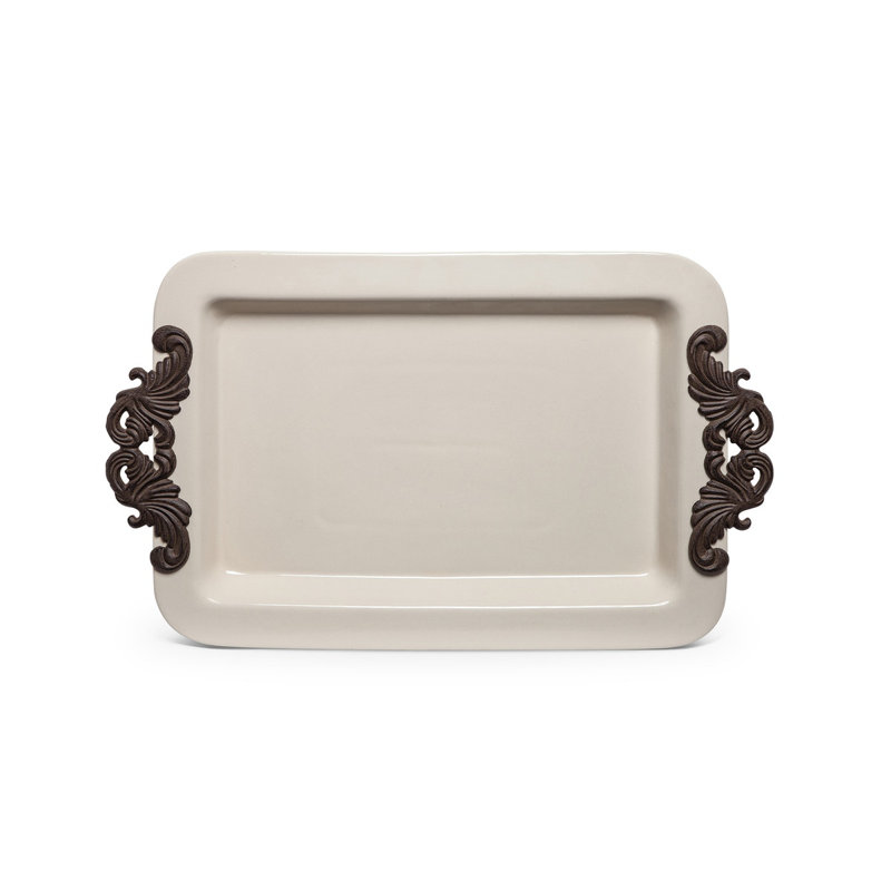 GG Collection Ceramic Rectangle Floral Decorative Tray