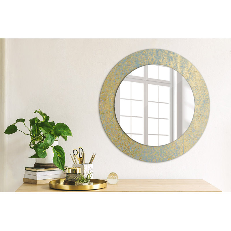 Huldar Glass Flat Wall Mirror, 50cm H x 50cm W, Yellow Golden Foil Texture