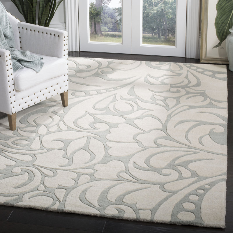 Candelo Soho Hand Tufted Wool And Viscose Floral Rug, Rectangle 8' x 10'