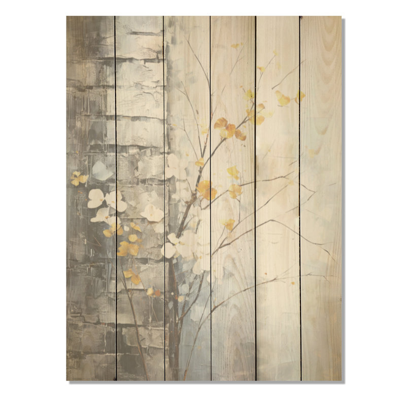 Minimaliste, granit, feuilles de raisin - feuilles, art mural sur bois de pin naturel, H 20 po x l 10 po