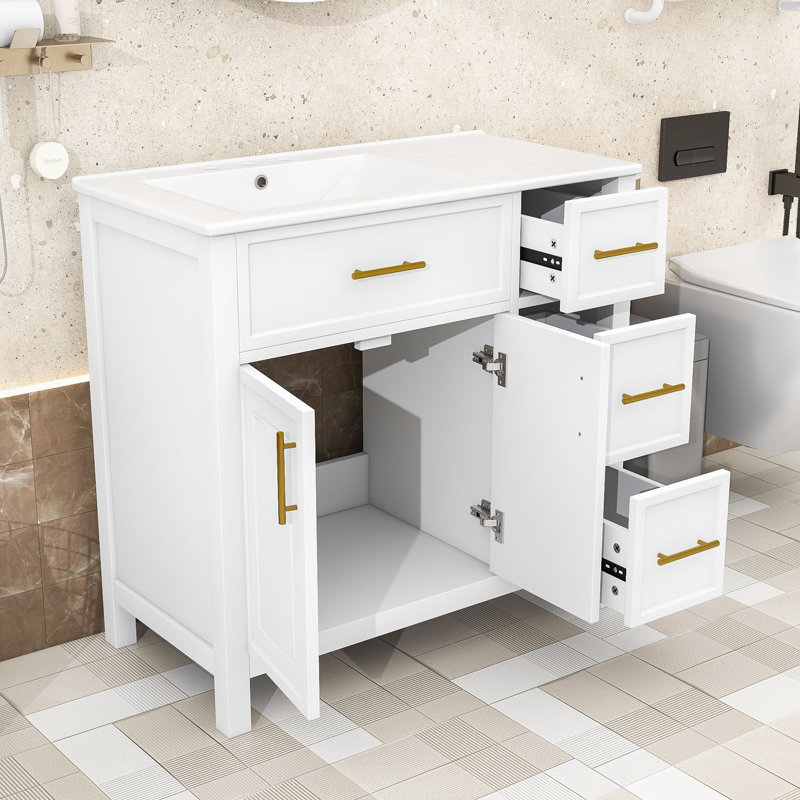 Meuble-lavabo moderne 36 "avec lavabo, Blanc