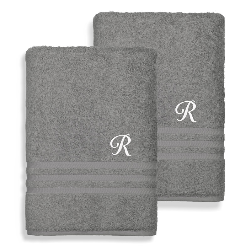 Serviette de bain en coton Denzi 1, R, Gris foncé