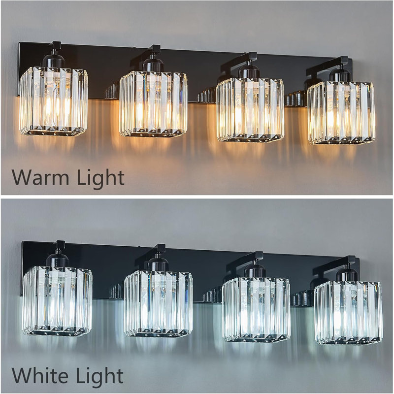 Luminaire de meuble-lavabo moderne avec détails en cristal, douille E26, finition en métal résistant à la corrosion, installation facile