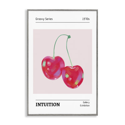 Intuition phrase cerises encadrées, estampe numérique, design par LSR Design Studio