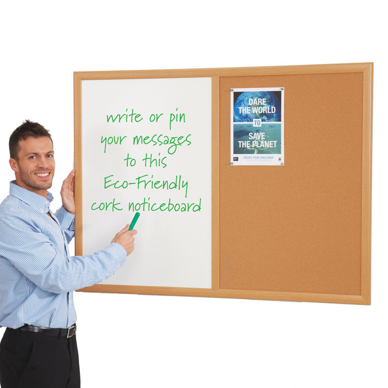 Wall Mounted Combination Board, Cork, 120 cm H x 180 cm W
