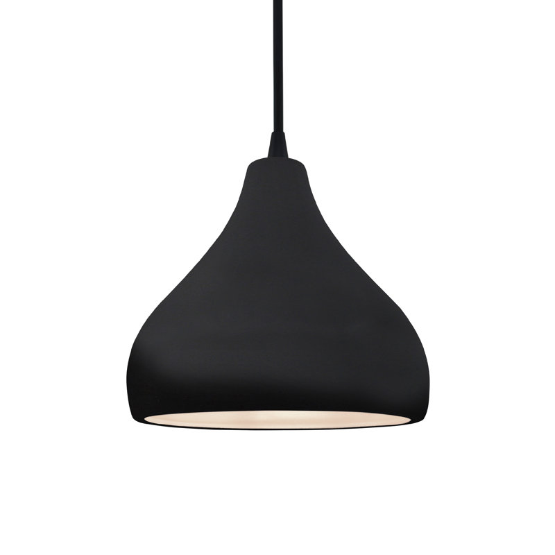 Luminaire suspendu à 1 lumière Meydan, H 7,25 po x l 8 po x P 8 po, Noir lustré, Noir mat
