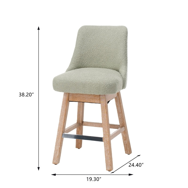 Ensemble de 2 tabourets pivotants 360 °, Vert, Vert