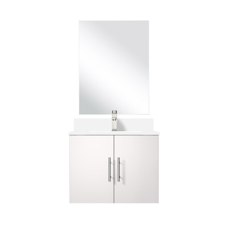Meuble-lavabo blanc avec comptoir en quartz, 24 po X P 22 po, miroir de 18 po, robinet de meuble-lavabo brillant et rayé, comptoir et miroir inclus, surface