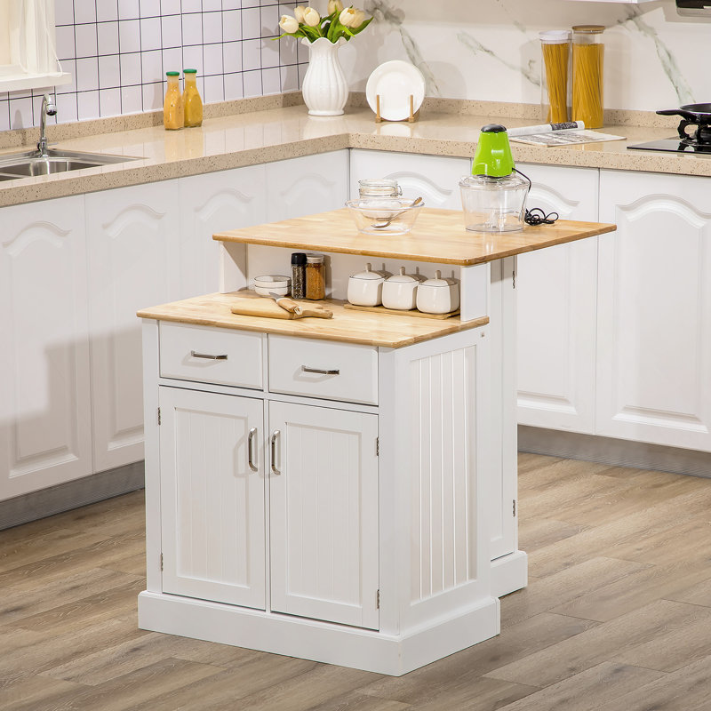 Îlot de cuisine avec armoire de rangement, blanc
