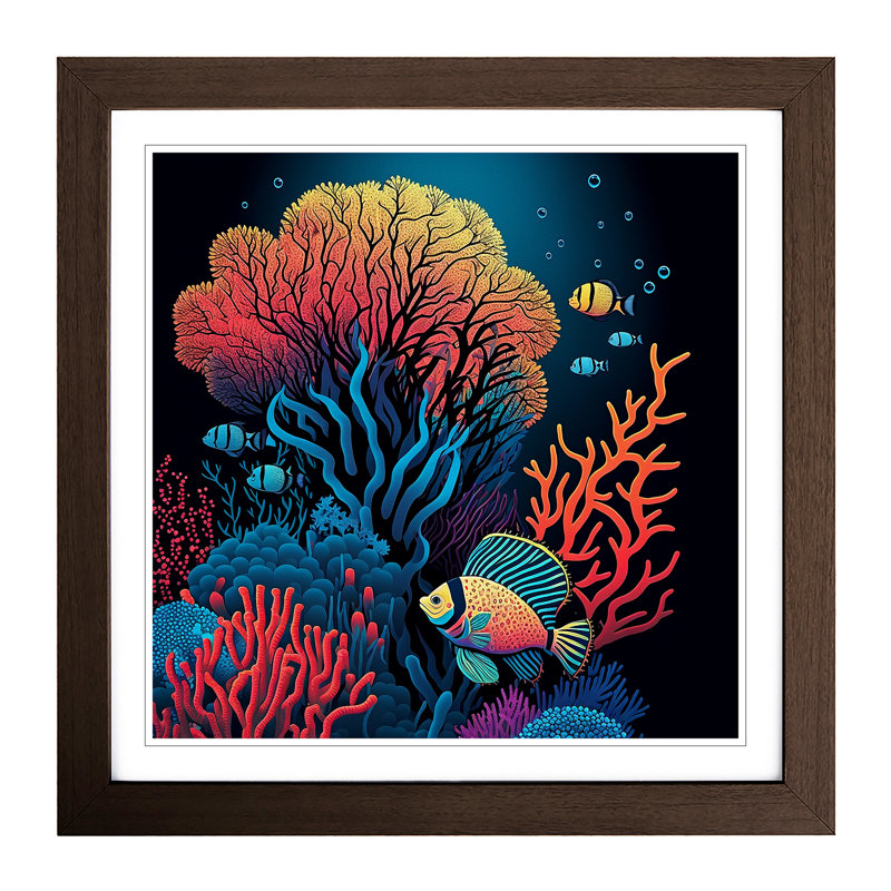 Coral Reef Pop Art - Framed Print, Black