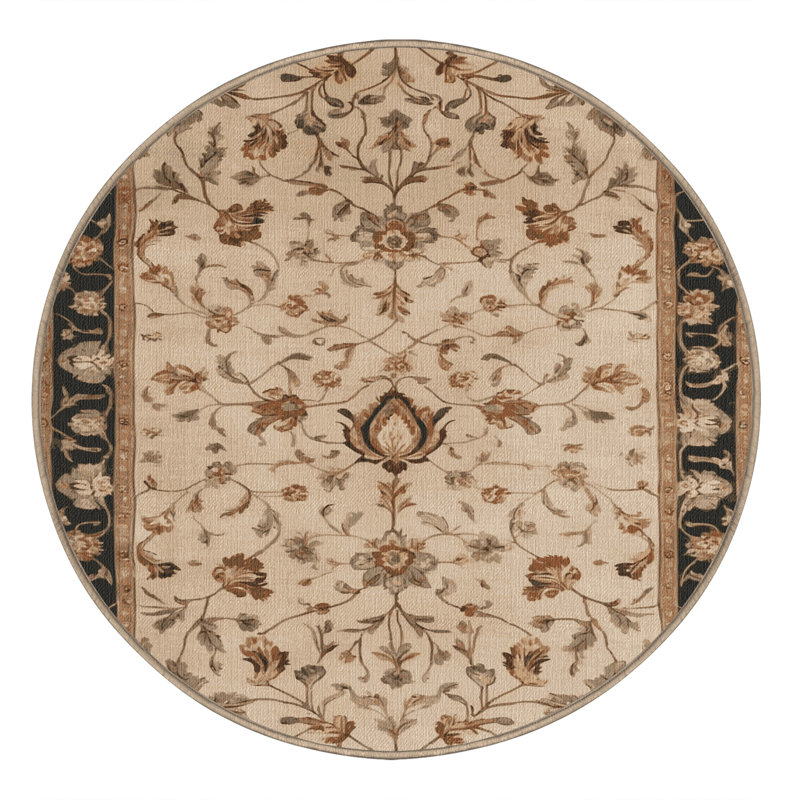 Machine Washable Persian Brown Area Rug, Round 8'
