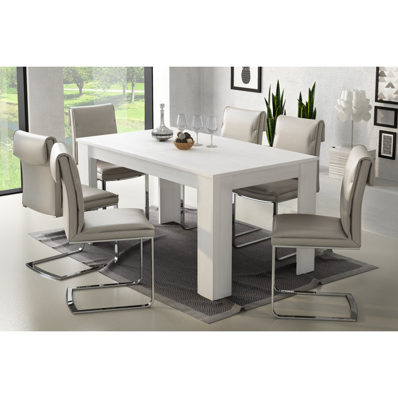Dishad Extendable Oak Dining Table, White