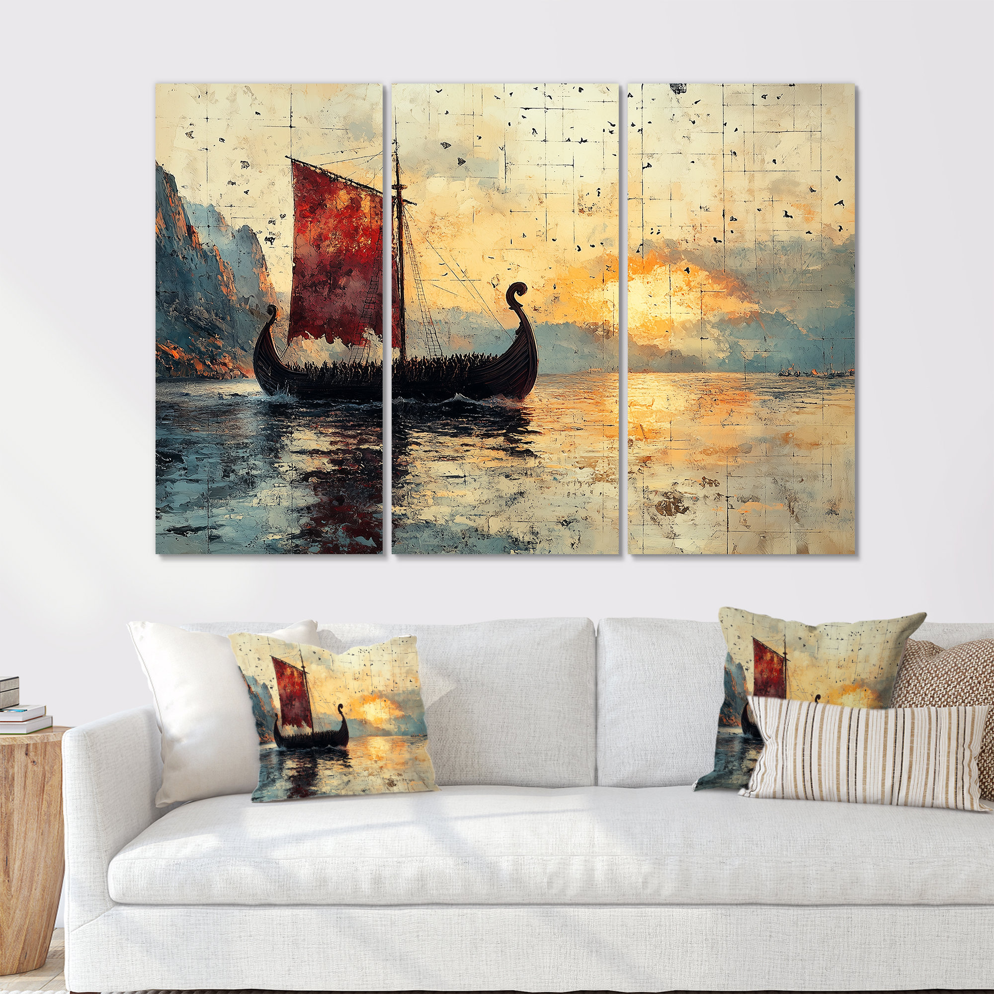 Lark Manor Red Vikings Boat Viking Sailors Life At Sea Vikings Boat