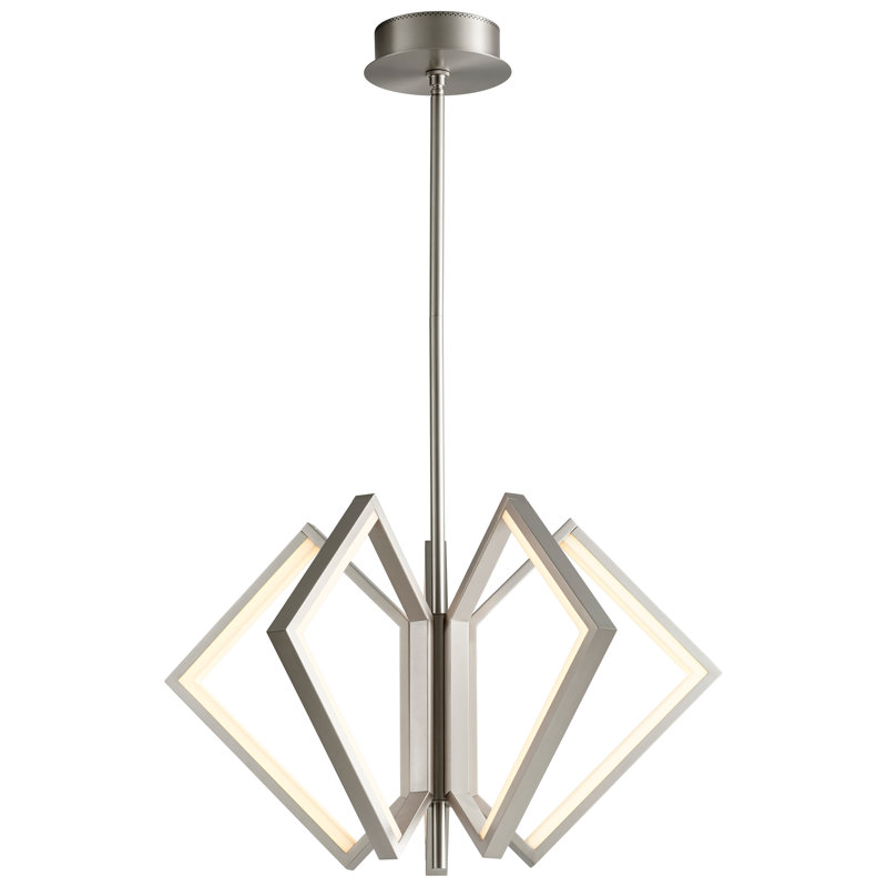 Lustre géométrique unique à 5 lumières Amartya, Nickel satiné, H 34,25 po x l 30 po x P 30 po