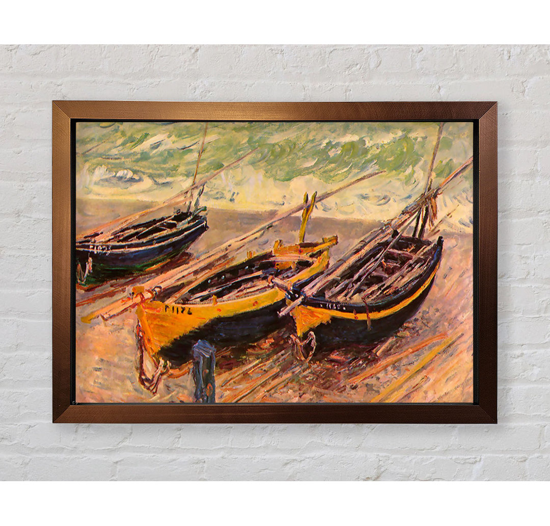 Dock von Etretat (Drei Fischerboote) von Claude Monet - Einzelne Bilderrahmen Kunstdrucke