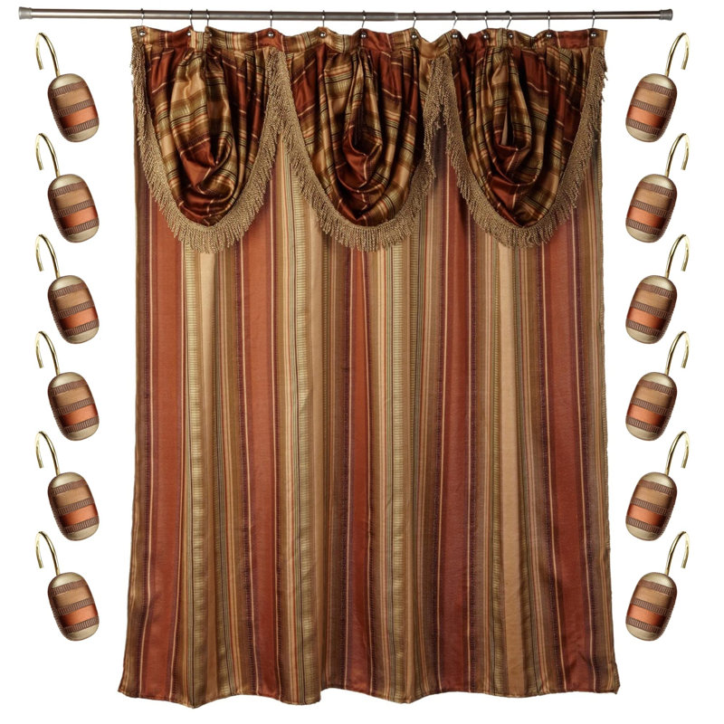 Striped Shower Curtain with Hooks Included