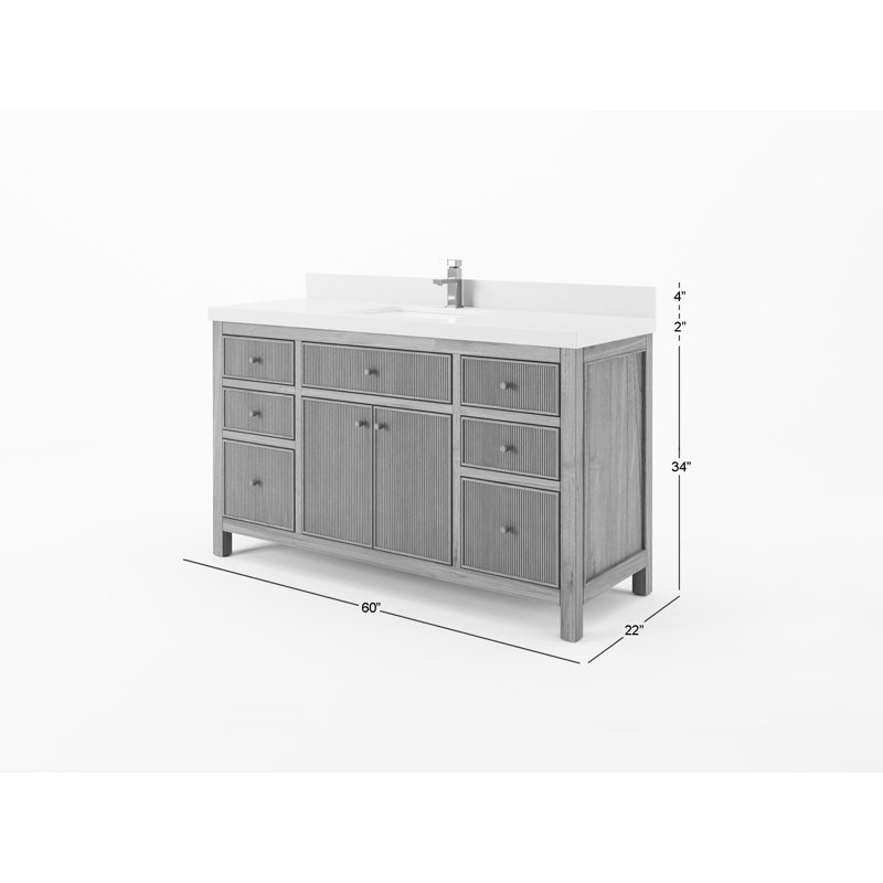 Teck de 60 po Sonoma X P 22 po De meuble-lavabo simple en noyer foncé, Calacatta Laza