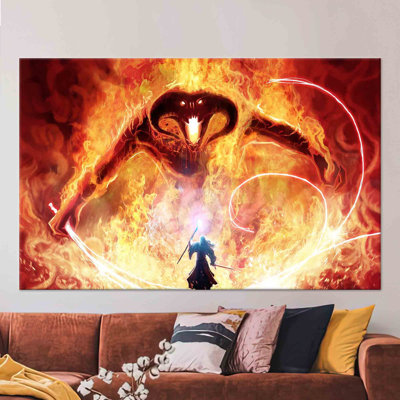 Modern Wizard and Monster Themed Canvas Wall Art Perfect for Movie Room Decor and Unique Gift Ideas