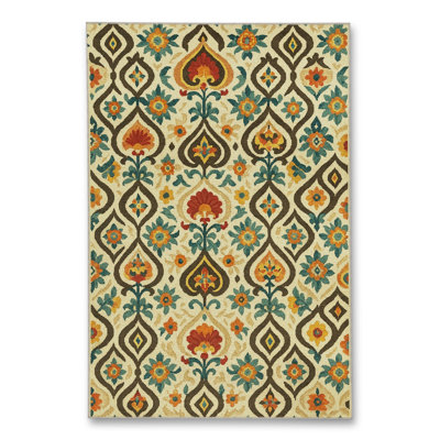Tapis vert tissé à motif lavable Mosso