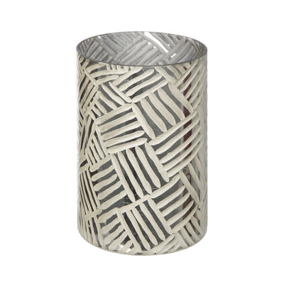 Etched Glass Cylinder Candle Votive - Cream