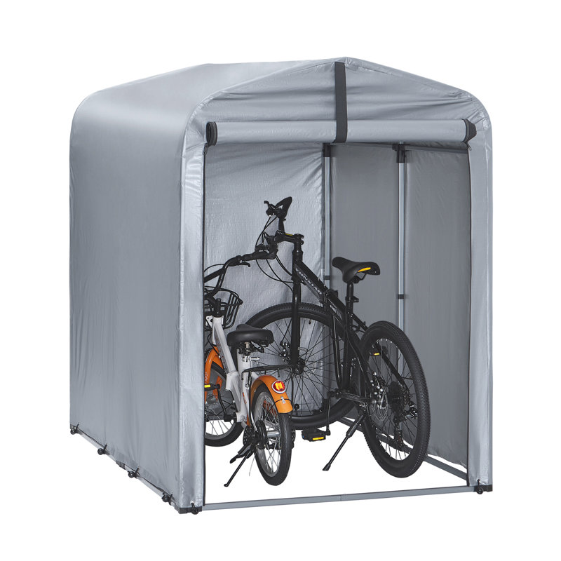Stover 5 ft. W x 7 ft. D Polyethylene Dome Bike Shed, 163cm H x 120cm W x 176cm D, Silver