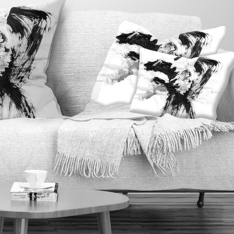 Black Paint Stain - Abstract Printed Pillow